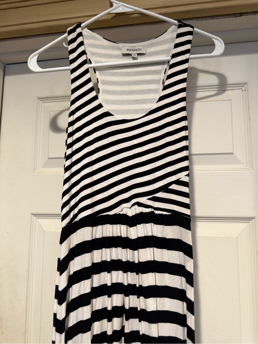 Hi-Low Black and White Striped Sleeveless Dress